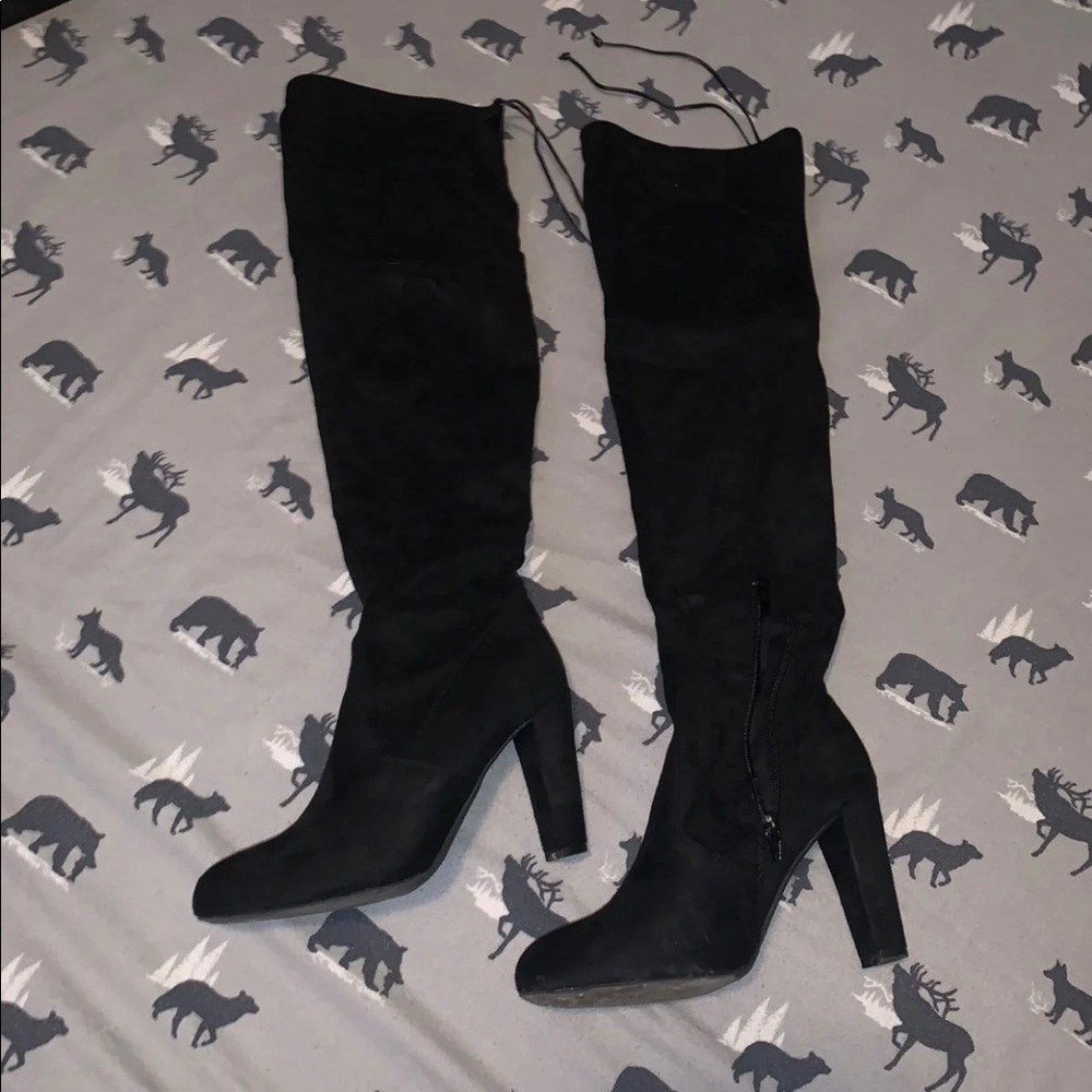 Black Suede Over-the-Knee Boots